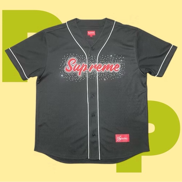 Supreme Rhinestone Baseball Jersey Supreme Jersey Baseball UK